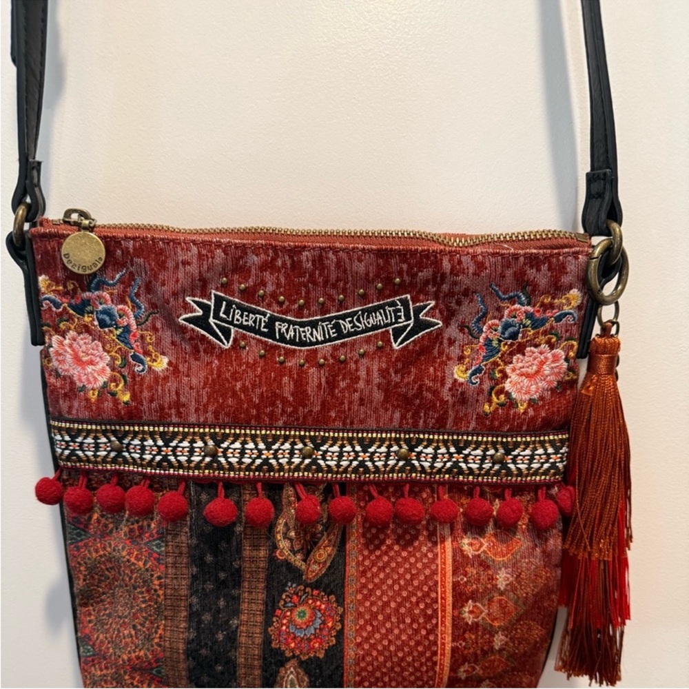 Desigual Multi-Red Boho Patchwork Crossbody Bag w… - image 3